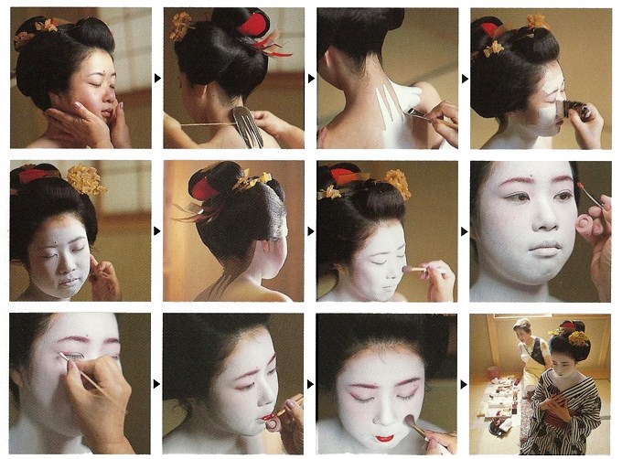 Geisha Japonaise De Maquillage Blanc Avec éventail Japonais